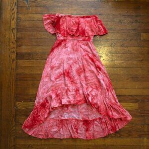 Angie High Low Dress Pink Tie Dye Size Small